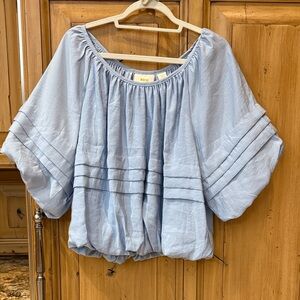 Maeve by Anthropologie Sky Blue Gathered Blouse